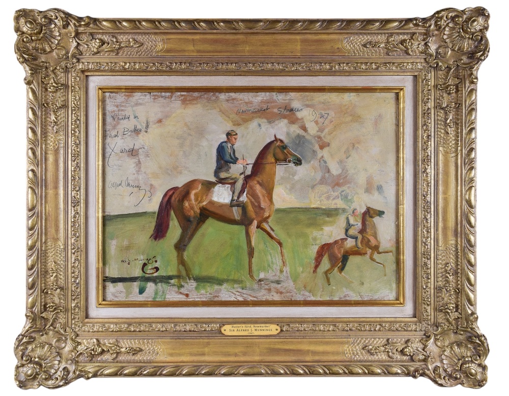 An oil portrait of a chestnut mare by Sir Alfred Munnings