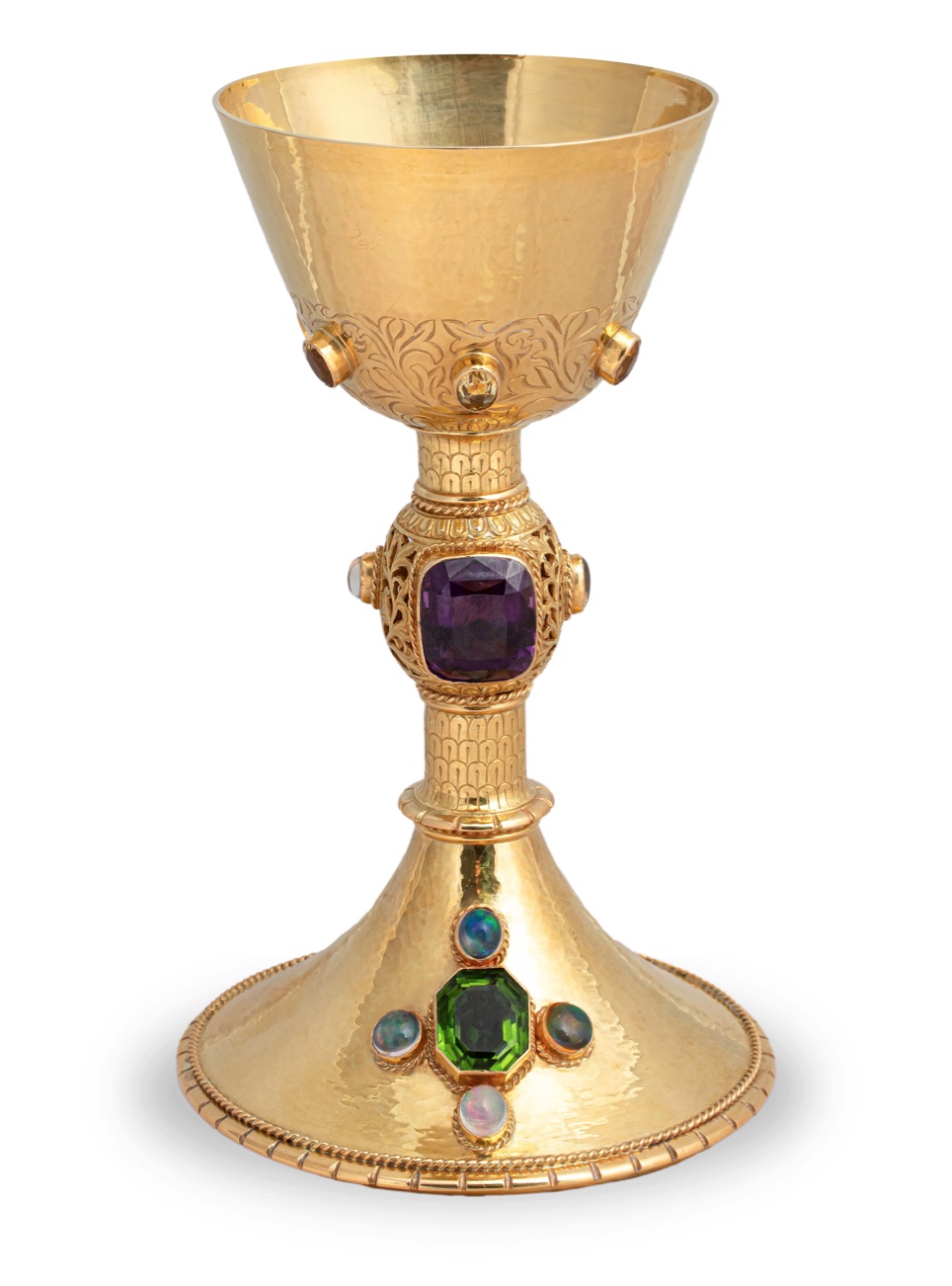 An Arts and Crafts chalice in gold made by the Guild of Handicraft in 1952