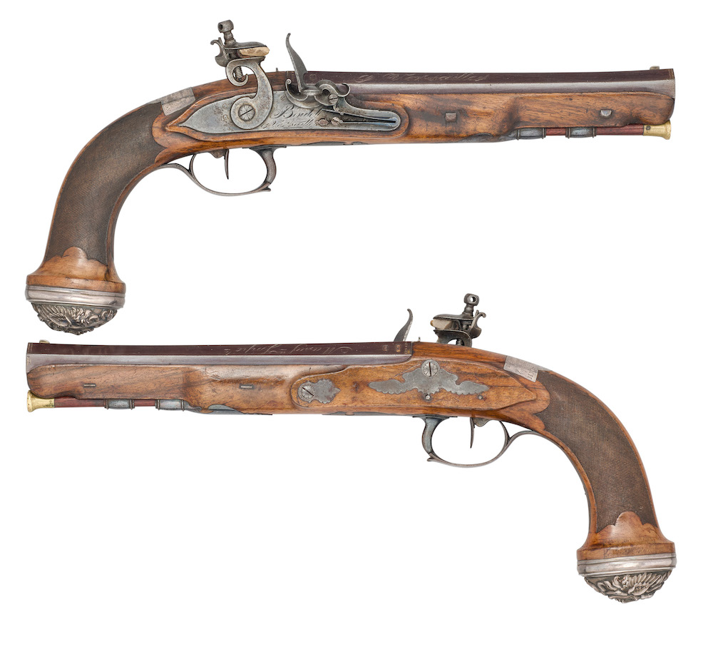 A pair of pistols presented by the Emperor Napoleon to Captain Marshall