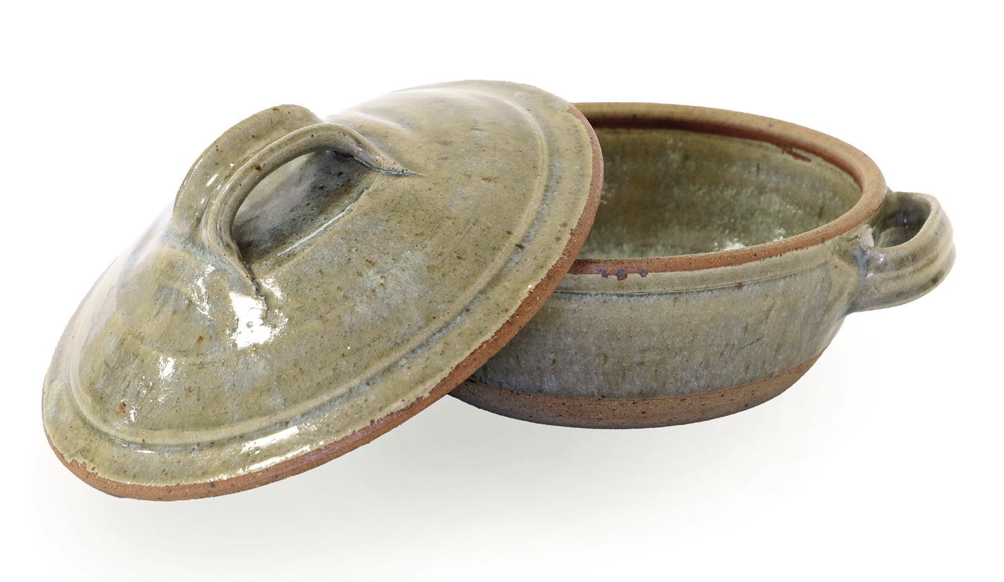 A stoneware twin-handled casserole by Richard Batterham