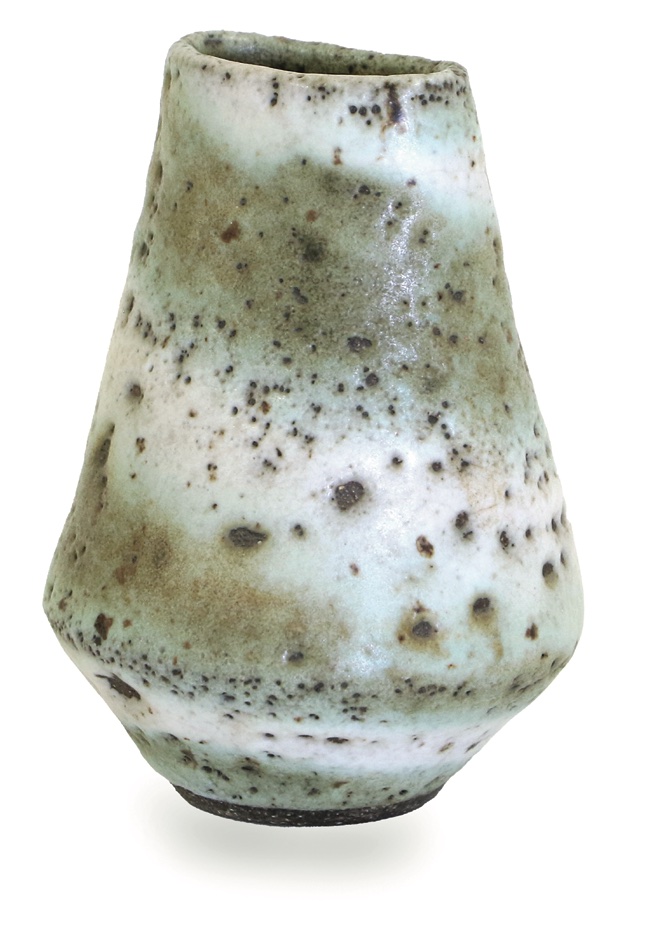 A miniature stoneware vase by British studio potter Lucie Rie