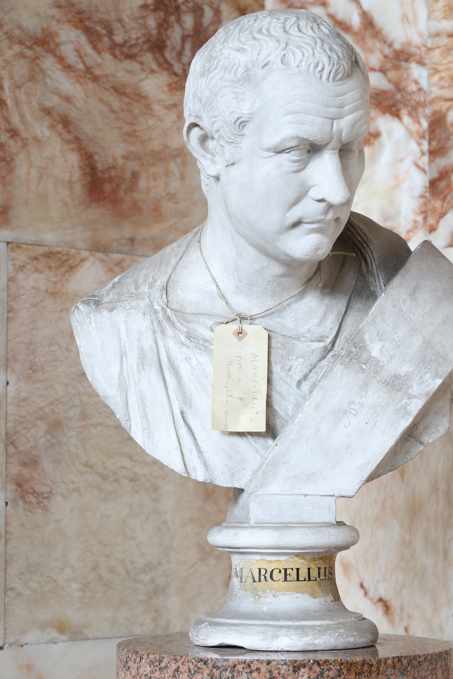 A plaster bust of the Punic War General Marcus Claudius Marcellus from the Attic Sale at Holkham Hall in North Norfolk