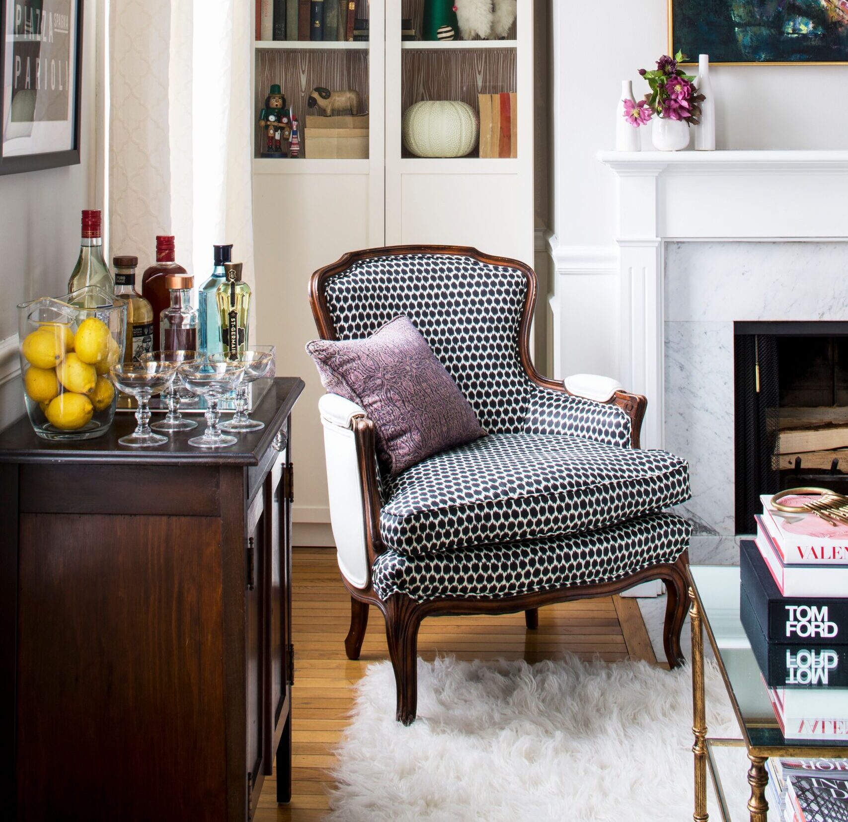 The Bergère Chair- Modern Fabric on antique Bergère chair- Styylish