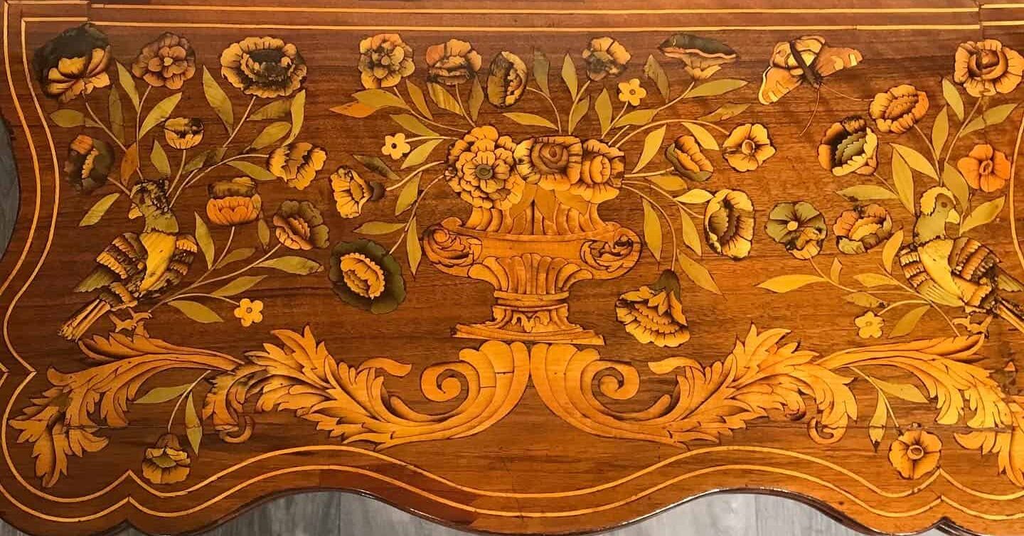 Dutch Marquetry Card Table- view of the top - Styylish